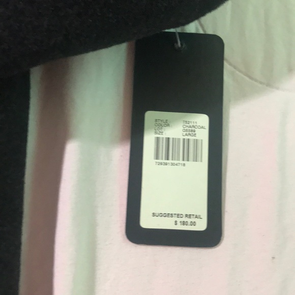 NWT Guess Large Charcoal Zipup Wool/Nylon Coat - Picture 3 of 15